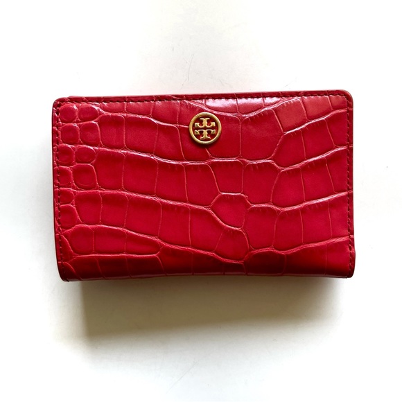 Tory Burch Handbags - Tory Burch Authentic Parker Croc Medium Wallet Red